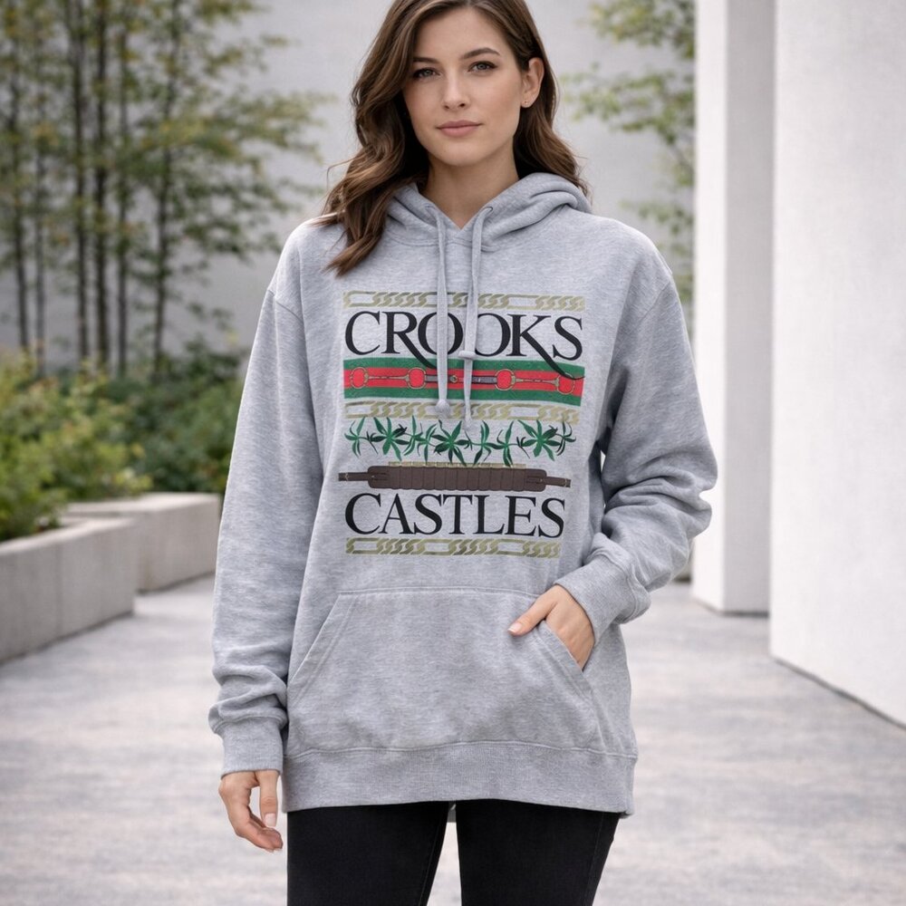 Crooks & Castles Hoodie Gray Graphic Pullover Size L Streetwear